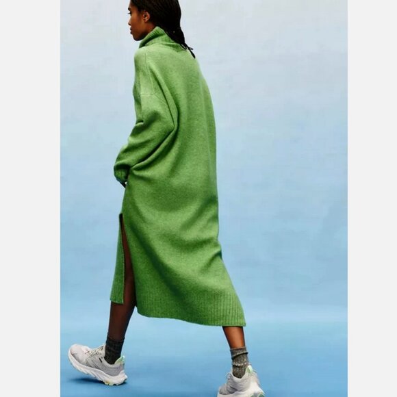 Anthropologie Turtleneck Cocoon Sweater Dress Daily Practice Kelly Green L P LP - Picture 3 of 8